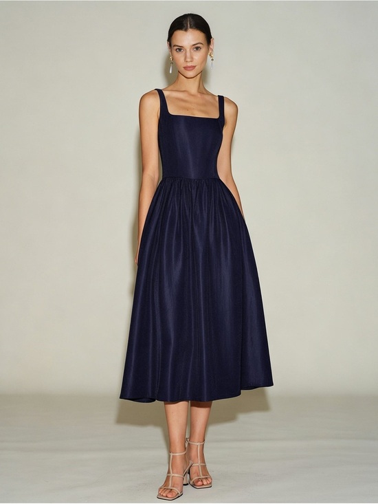 RIHOAS Dresses & Skirts - Navy Square-Neck Midi Dress